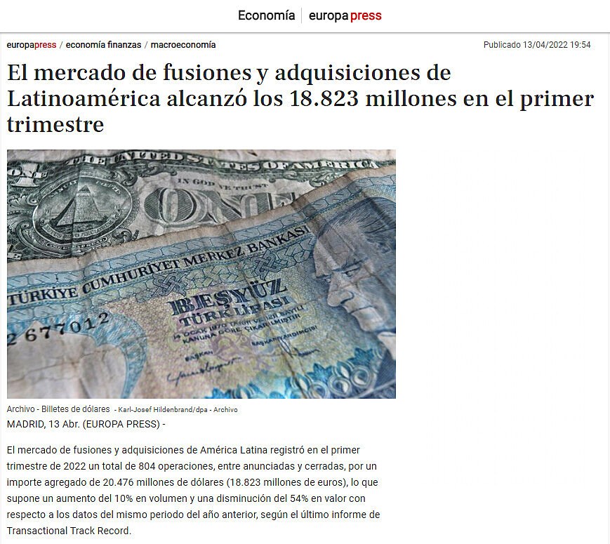 El mercado de fusiones y adquisiciones de Latinoamrica alcanz los 18.823 millones en el primer trimestre